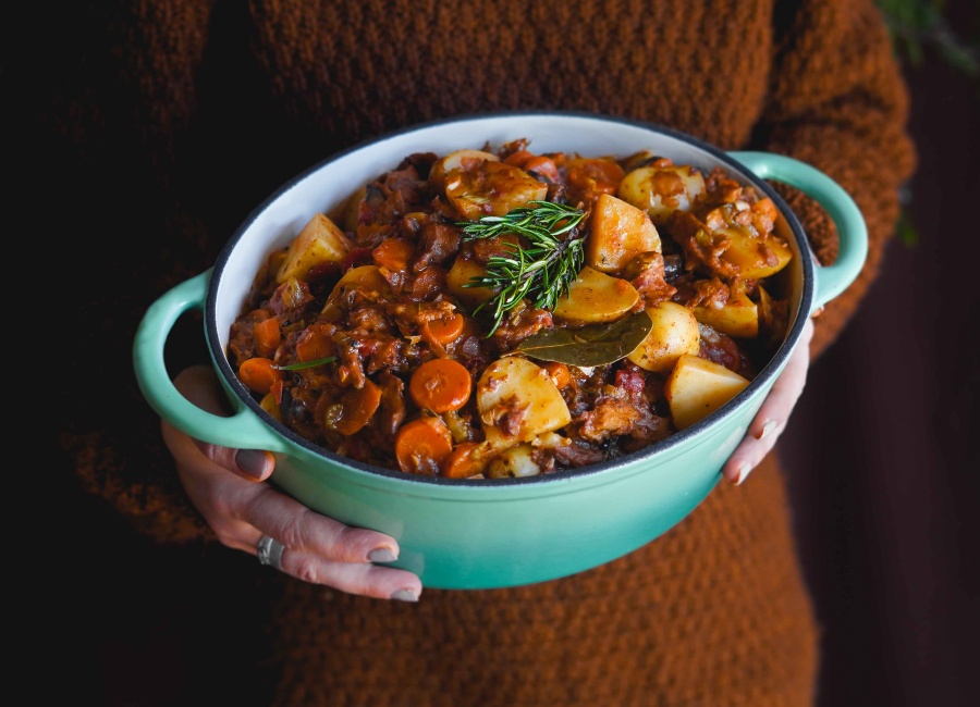 Guisado vegan na panela